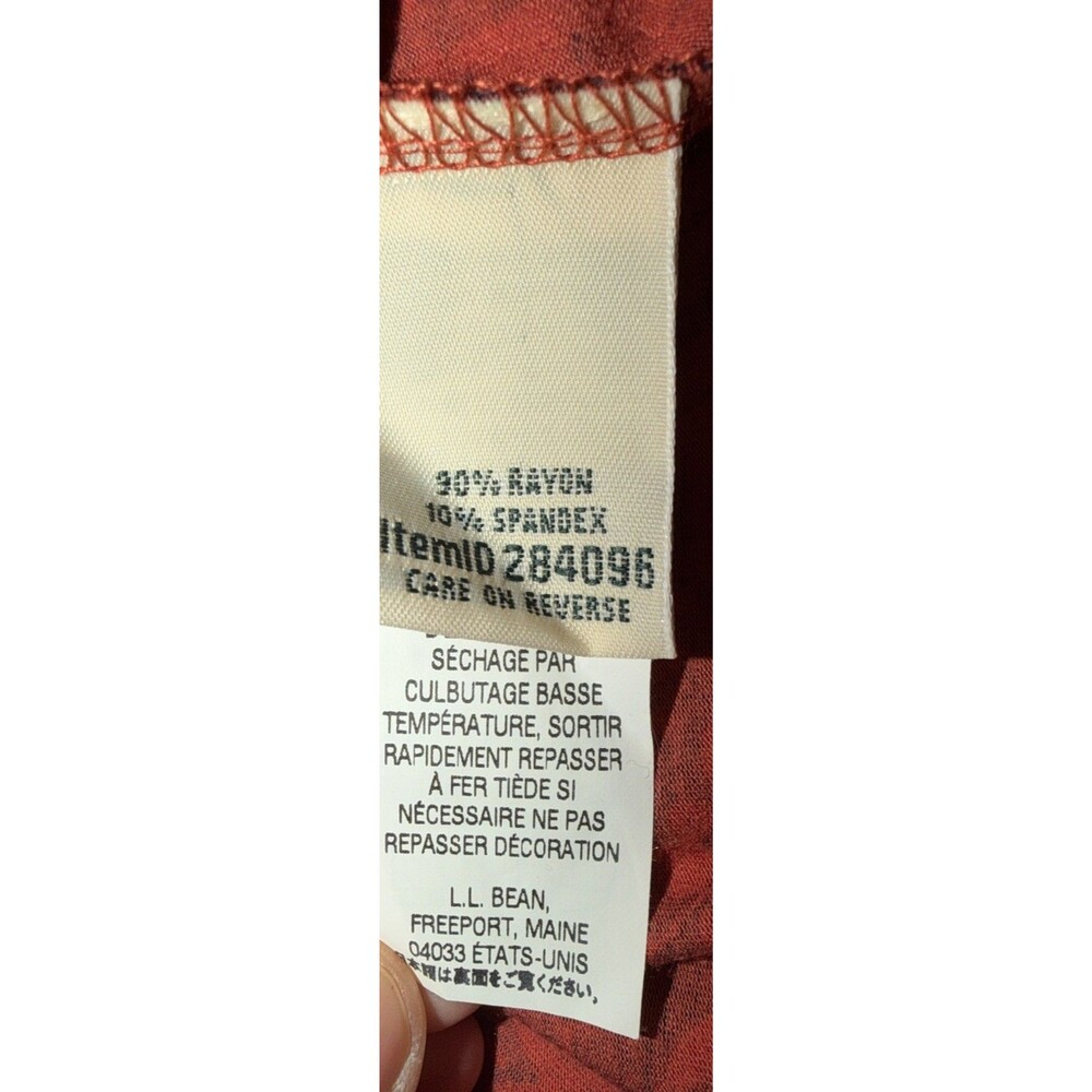 LL Bean Jersey Knit Faux Wrap Midi Dress Floral Leaf Red Med Short Sleeve Soft - Picture 12 of 15